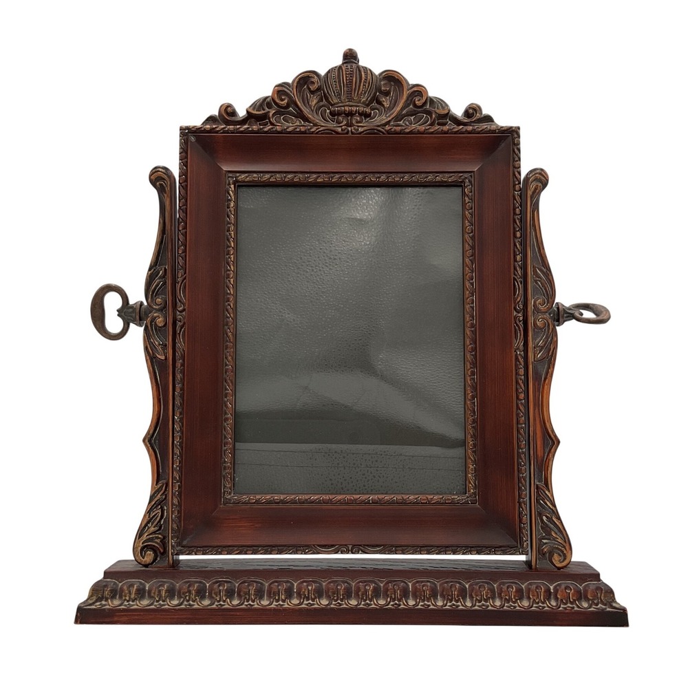 Vintage Style Tabletop Swivel Ornate Picture Frame Dark Wood Finish 4.5"x6"
